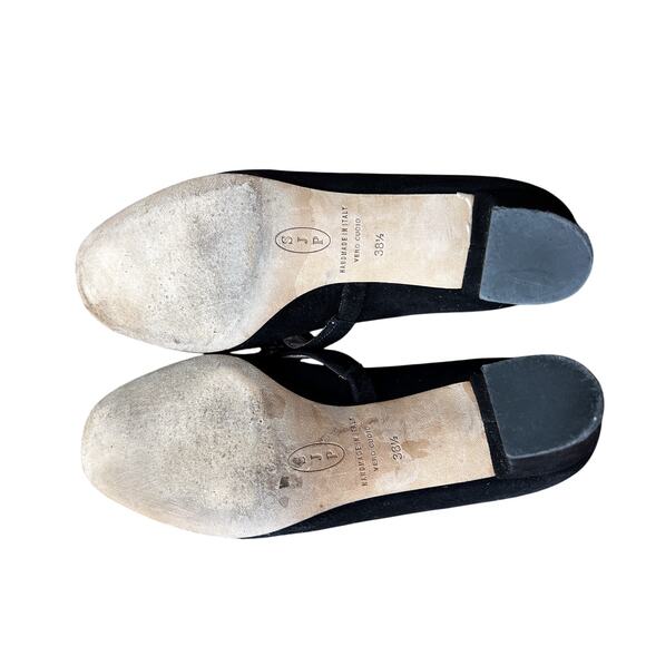 SJP by Sarah Jessica Parker Black Suede Mary Jane Block Heels Crystal Strap 8.5 - Picture 8 of 9